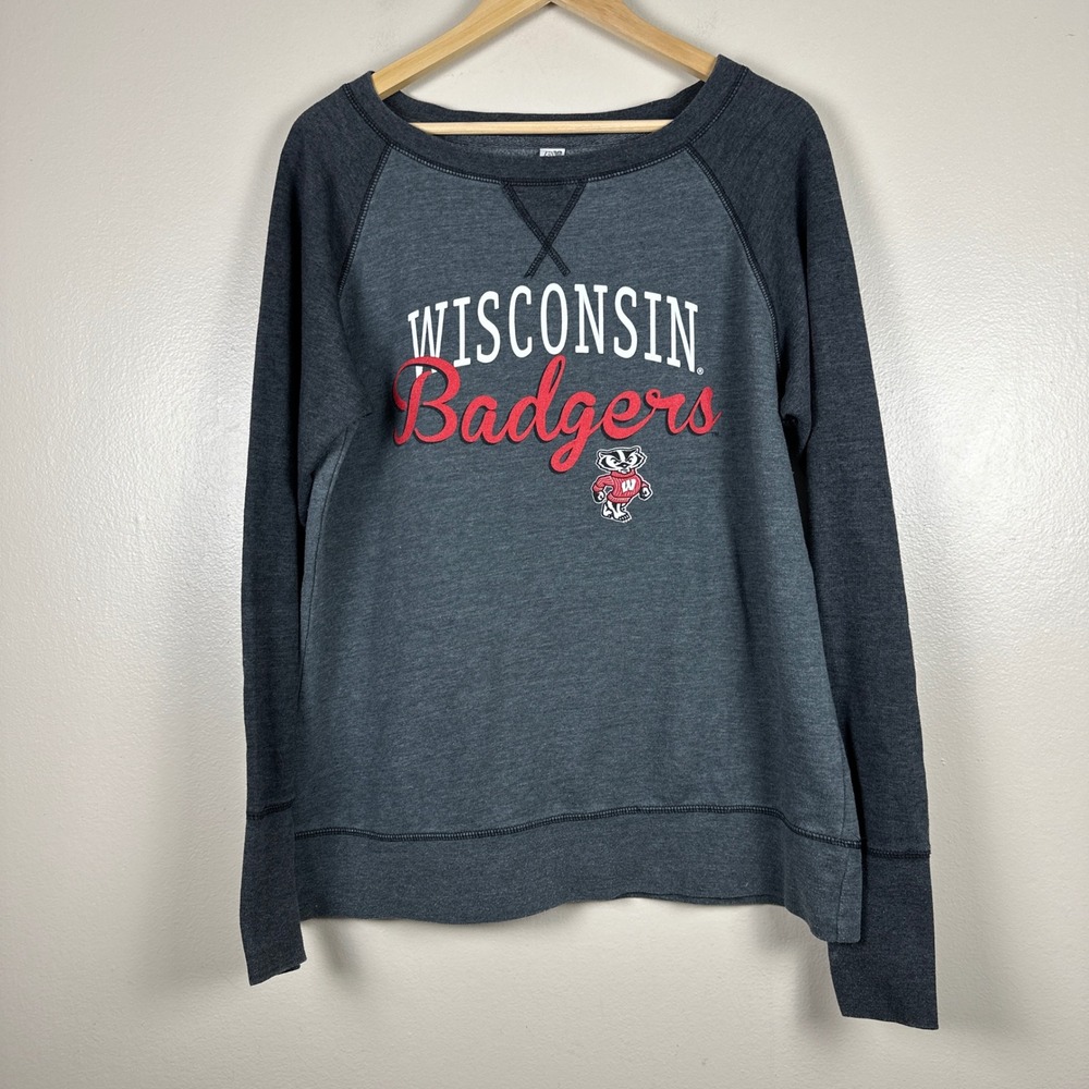 Wisconsin Badgers Signature Concepts Women's L Sweatshirt Grey Raglan NCAA